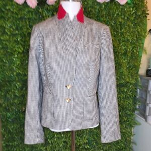 Banana Republic Houndstooth Blazer with Red Collar